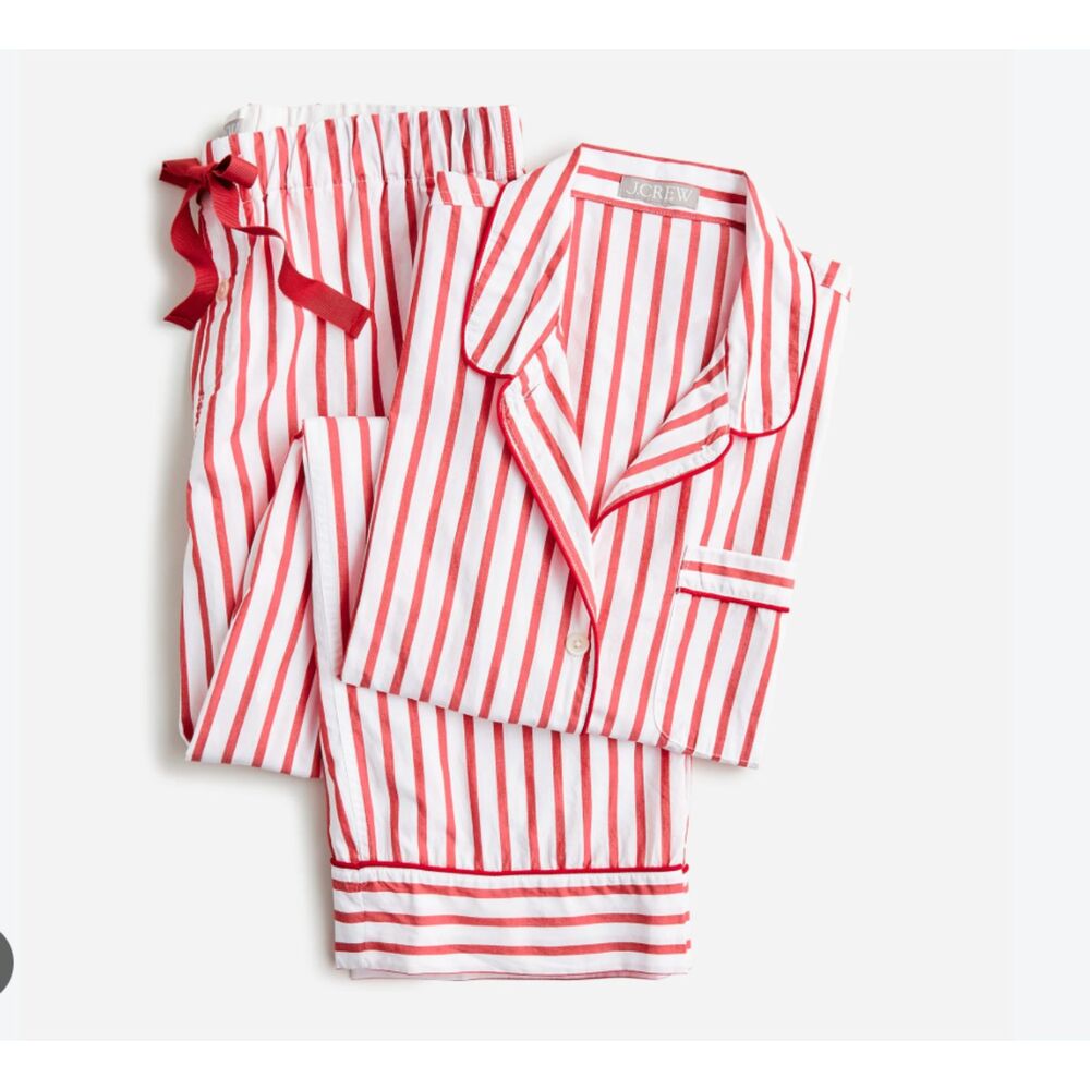 Crewcuts J.Crew Kids Christmas Pajamas Red White Stripe Size 6-7 Holiday PJs